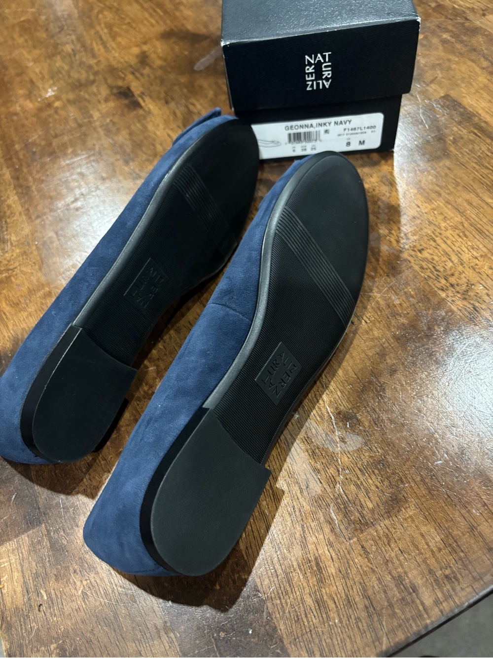 Naturalizer Navy Suede Round-Buckle Ballet Flats - Picture 5 of 6